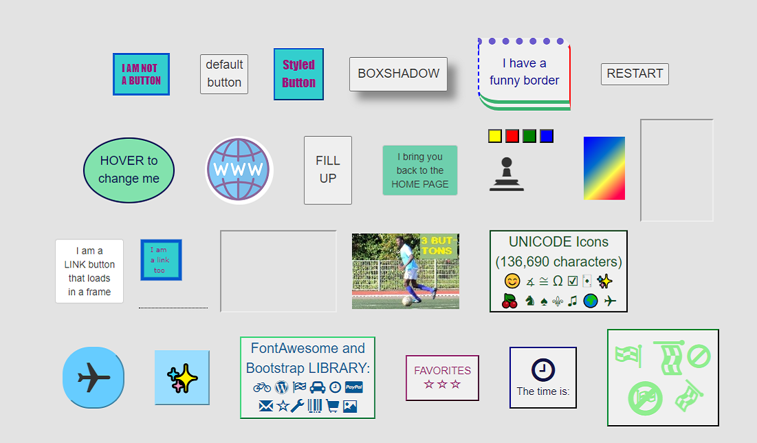 code source pour les boutons et les liens